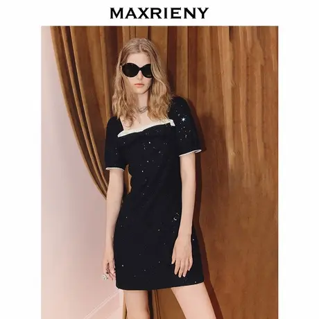 MAXRIENY法式千金风连衣裙赫本甜美风收腰裙高级感a字约会小黑裙图片