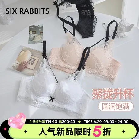 六只兔子性感蕾丝内衣女小胸聚拢显大收副乳防下垂无钢圈透气文胸商品大图