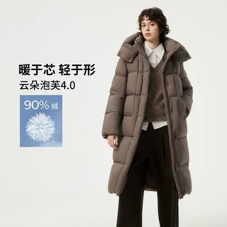 【高充绒】坦博尔冬季奥莱女加厚休闲中长款可脱卸帽保暖羽绒服图片