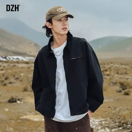 男士港风工装外套男春秋款潮流百搭2023新款休闲翻领夹克男装秋款商品大图