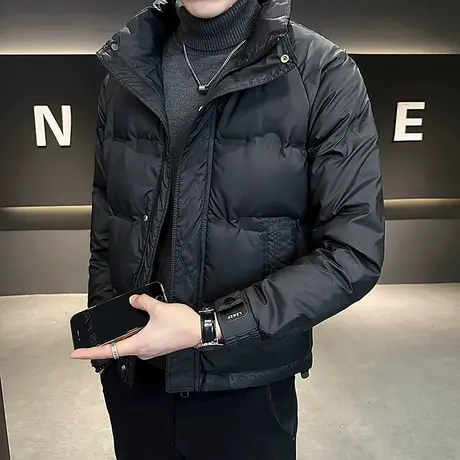 羽绒服男休闲加厚保暖外套冬季潮流痞帅青年羽绒轻薄立领冬装棉服图片
