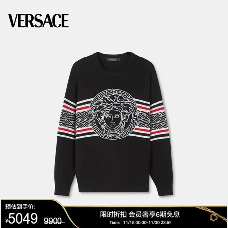【甄选折扣】VERSACE/范思哲  男士Medusa条纹美杜莎套头衫毛衣图片