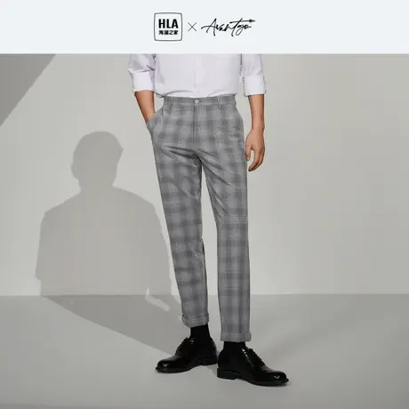 HLA/海澜之家轻商务西裤2023秋季新款格纹舒适弹力亲肤易搭裤子男图片