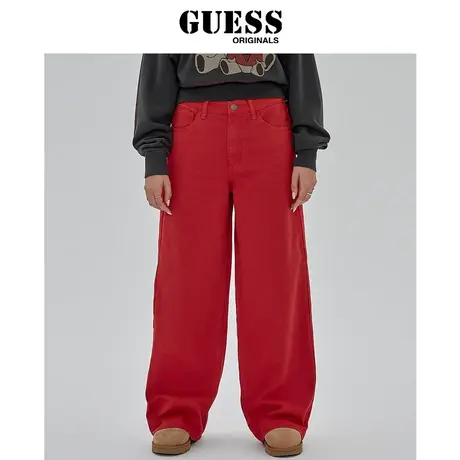 GUESSOriginals女复古红色宽松阔腿牛仔裤-W4RG02D4SB0商品大图