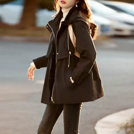 时尚气质保暖棉服外套2022年冬季新款女温柔宽松显瘦通勤连帽上衣图片