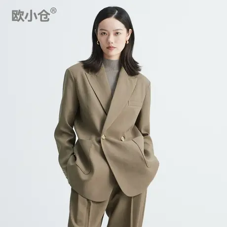 欧小仓宽松通勤气质西服 高级感中性茶色系卡其色西装外套女春秋图片
