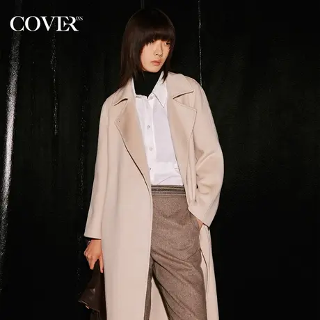 COVER冬季廓形感100%双面羊绒毛呢大衣商品大图