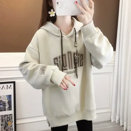 卫衣女新款2023爆款时尚洋气秋冬款装连帽国风卫衣加绒加厚上衣潮商品大图