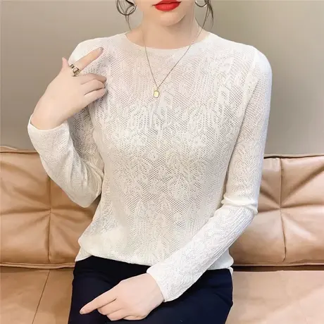 2024春季新款半高领修身长袖薄款针织打底衫内搭洋气百搭上衣女商品大图