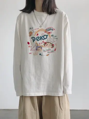 白色德绒内搭打底衫女2023新款欧货秋冬季加绒中长款长袖t恤上衣商品大图