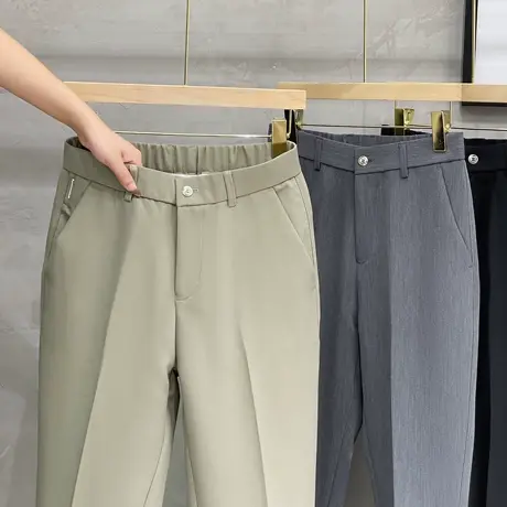 垂感正装小西裤男春秋款高端男士商务休闲裤直筒裤子男九分裤修身商品大图