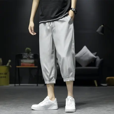 短裤男夏季外穿潮牌宽松运动裤五分裤薄款休闲裤冰丝裤男士七分裤商品大图