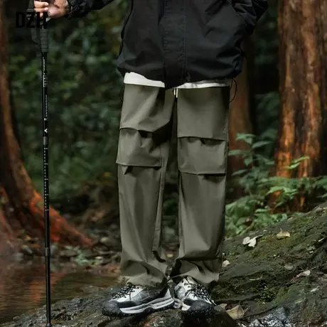 男士登山裤军绿色工装裤潮牌男直筒裤秋季2023年新款伞兵裤冲锋裤商品大图