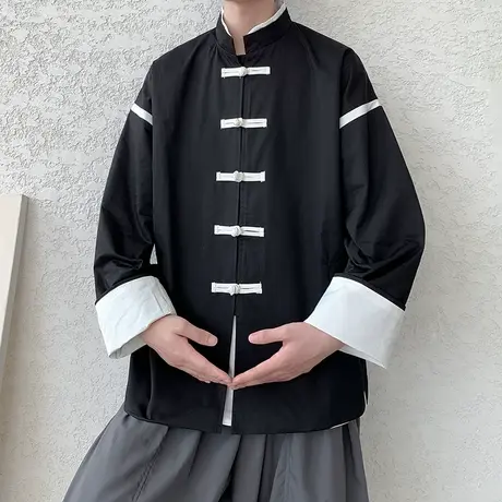 秋冬男外套新款工装中式民族风盘扣立领中山装中国风夹克上衣纯棉商品大图