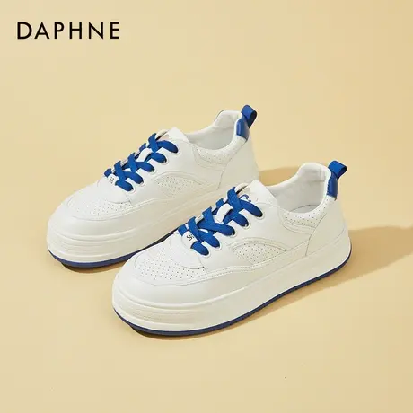 达芙妮厚底小白鞋女真皮百搭2022春夏季新款平底单鞋防滑增高板鞋商品大图