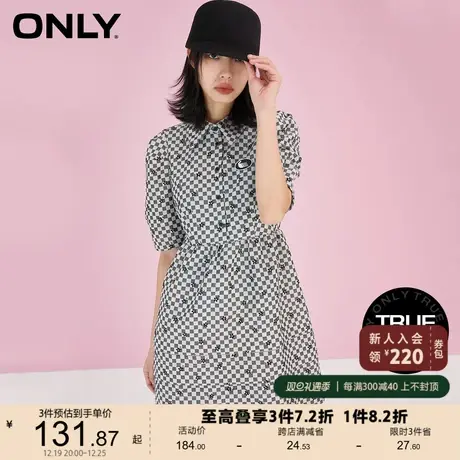 ONLY奥莱新款学院风棋盘格泡泡袖衬衫裙连衣裙女图片