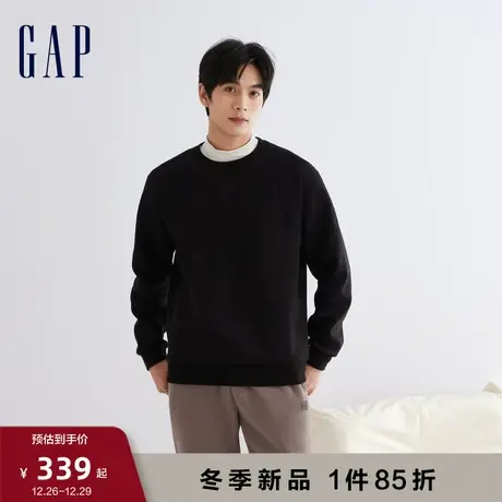 Gap男装冬季新款纯色空气三明治宽松保暖卫衣休闲运动上衣841306图片