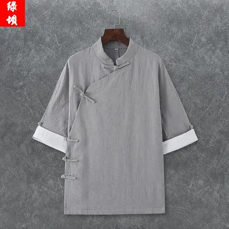 中国风男改良汉服古风盘扣禅服古代男装棉麻道袍斜襟僧服男演出服图片