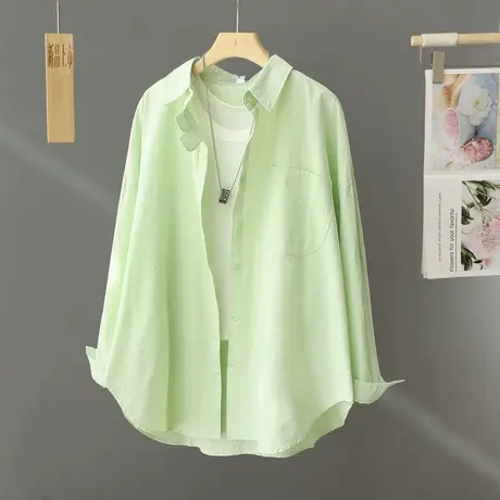 休闲宽松衬衫女外套春秋季2024新款女装上衣法式小众衬衣宽松上衣图片