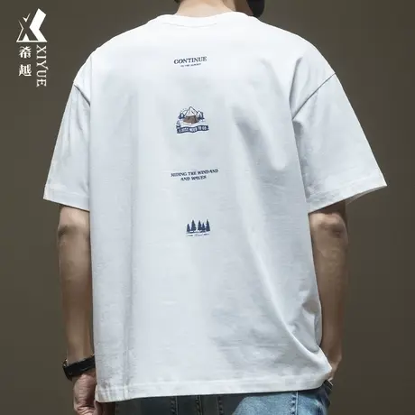 重磅短袖T恤男2025夏季新款宽松大码男士圆领打底衫青少年内搭潮商品大图