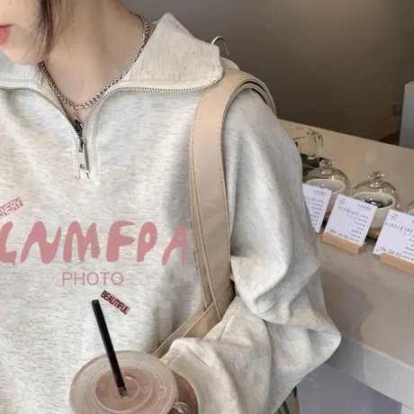 polo领春秋卫衣女2024新款宽松薄款慵懒风小个子美式复古套头上衣图片