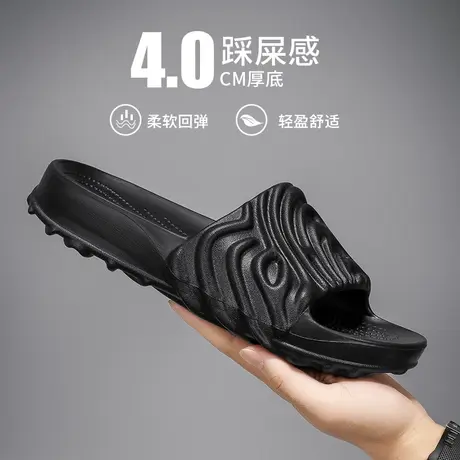 品牌拖鞋男2024潮牌室内家居踩屎感防滑黑色eva凉拖纯色一体成型商品大图