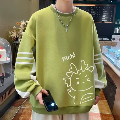 2024龙年卫衣男春秋款港风长袖t恤男潮ins青少年本命年卡通打底衫图片