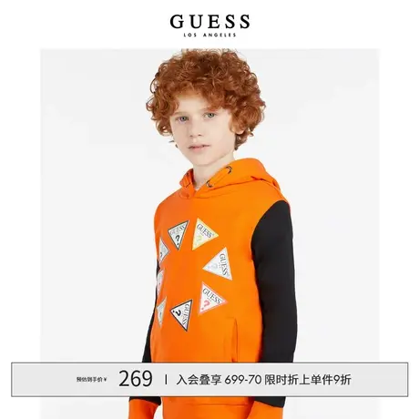 【38上新季】GUESS 秋童装男童拼接撞色纯棉连帽卫衣图片