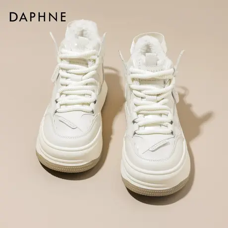 达芙妮厚底板鞋女款2023新款秋冬季加绒加厚棉鞋百搭休闲高帮女鞋商品大图