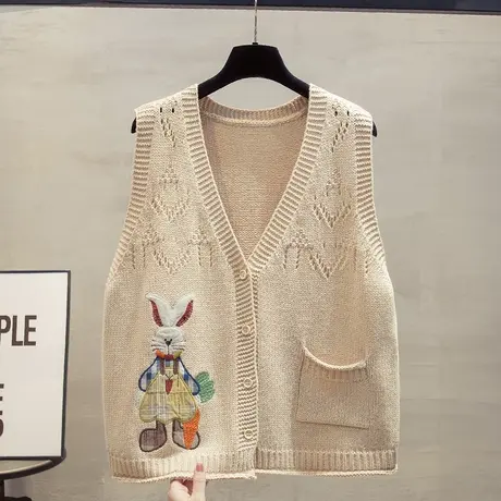 v领针织开衫马甲背心女2023秋装新款宽松外穿马夹叠穿毛衣坎肩潮图片