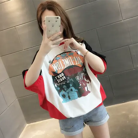 女装2023年新款秋季秋装纯棉短袖T恤宽松上衣服设计感打底衫爆款图片