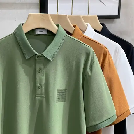 保罗polo衫男士短袖t恤商务高端珠地棉夏季薄款冰丝印花半袖体恤商品大图