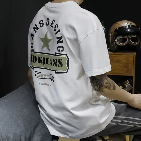 重磅短袖t恤男夏季宽松胖子大码ins潮牌加肥加大男士半袖纯棉体恤图片