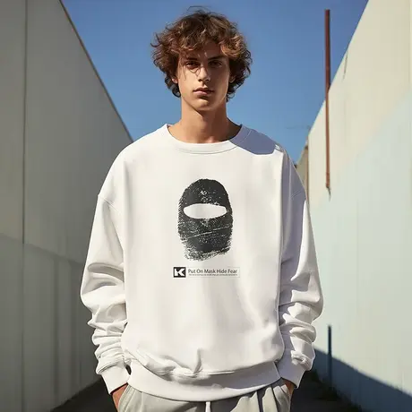 oversize圆领卫衣男潮牌ins重磅加肥加大码男装加绒春秋加绒无帽商品大图