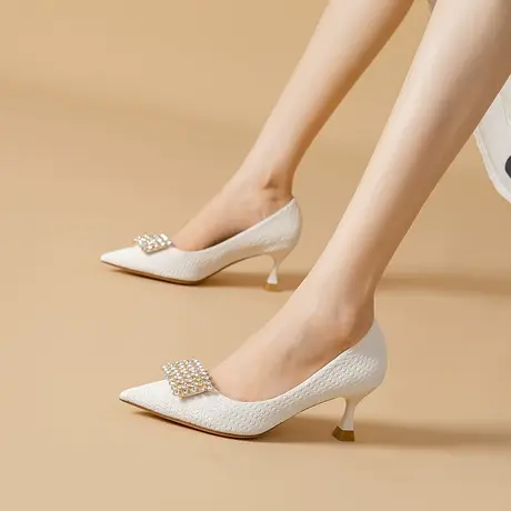 女神范尖头水钻高跟鞋女细跟2023年春季新款时尚浅口百搭气质单鞋图片