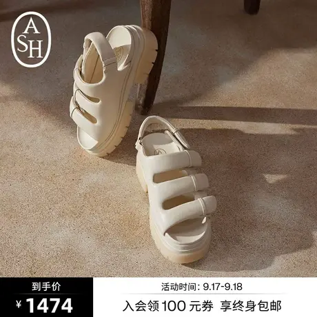 ASH女鞋2023新款SUN系列休闲厚底魔术贴德比鞋小个子增高凉鞋图片