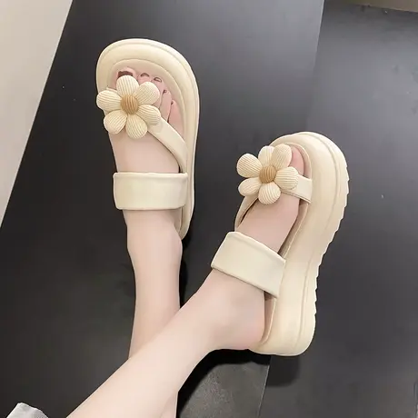 花朵套趾拖鞋女夏季外穿增高厚底防滑沙滩人字拖2023新款凉拖鞋子商品大图