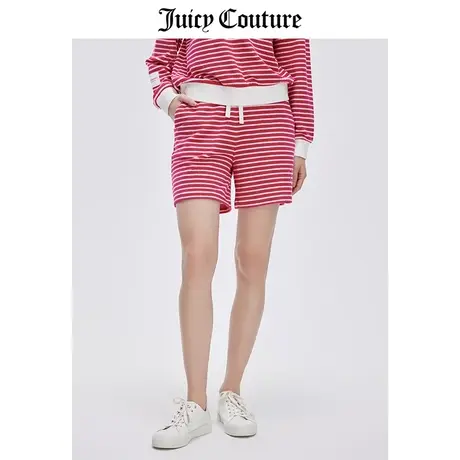 Juicy Couture橘滋短裤女2024春季新款美式条纹休闲宽松直筒裤商品大图