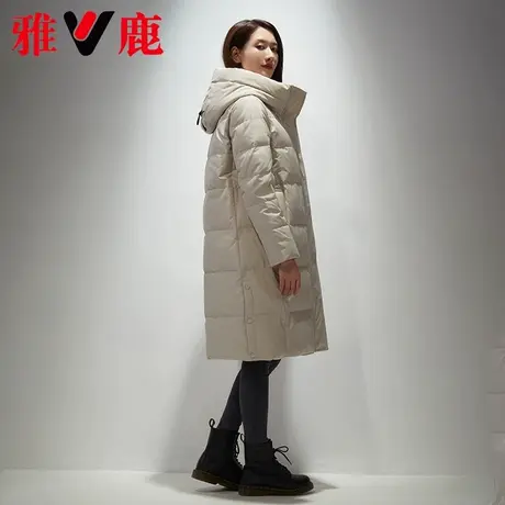 雅鹿连帽保暖羽绒服女加厚时尚宽松百搭中长款外套2022冬季新款潮商品大图