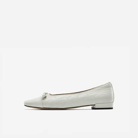 Nine West/玖熙2024年春季新款低跟单鞋女小方头礼结格纹通勤女鞋图片