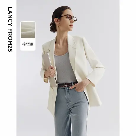 朗姿白色西服外套休闲2025年夏季新款气质高级感西装女正装职业装图片