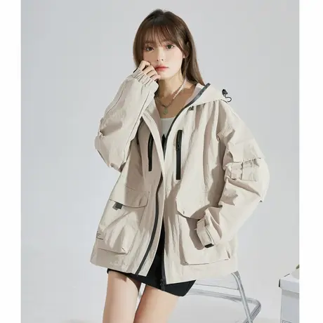 唐狮早春新款工装女休闲冲锋少年上衣宽松设计感外套女春秋款商品大图