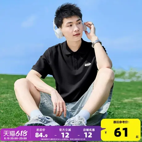 唐狮2025夏季新款男短袖Polo衫黑色宽松翻领上衣学生休闲运动T恤图片