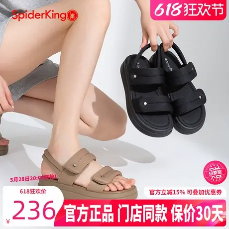 蜘蛛王女鞋2025年夏季新款时尚运动魔术贴沙滩鞋厚底露趾凉鞋女商品大图