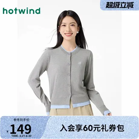 针织衫女士热风2025年春季新款圆领假两件层次感穿搭慵懒风舒适商品大图