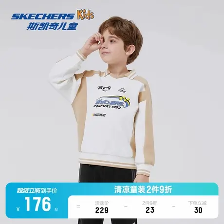 Skechers斯凯奇男童卫衣春夏款时尚儿童新款百搭针织长袖圆领上衣图片