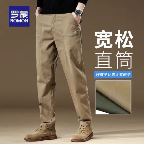 罗蒙复古男士秋季宽松休闲裤微弹耐磨工装裤舒适直筒裤子新款N1Z商品大图