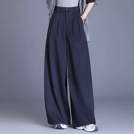 2025秋季新款宽松阔腿裤时尚气质女裤子垂感高级感拖地长裤宽腿裤图片