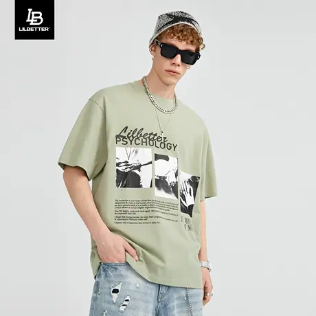 Lilbetter短袖男款宽松休闲上衣美式街头潮流t恤夏装新款字母半袖商品大图