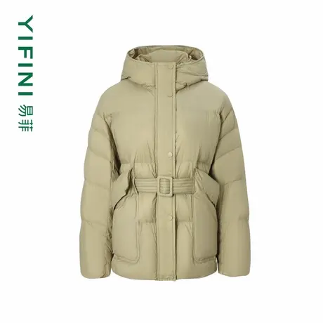 [专柜同款]Yifini/易菲羽绒服女短款连帽加厚保暖外套冬商品大图